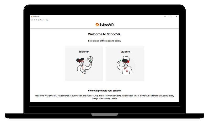 Image of SchooVR on a Chromebook